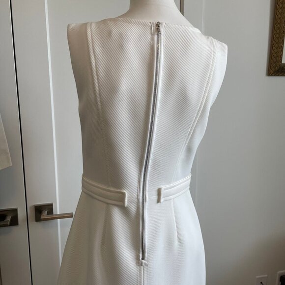 Judith & Charles Sleeveless Boat Nk Split V Fit & Flare Lined Dress White Sz 10 - Picture 12 of 16